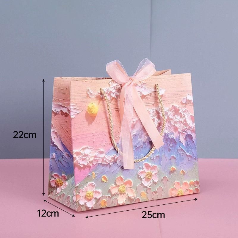 10pcs Oil Painting Gift Paper Bags for Birthday and Holiday Gift Packaging Tote - L โ image 5