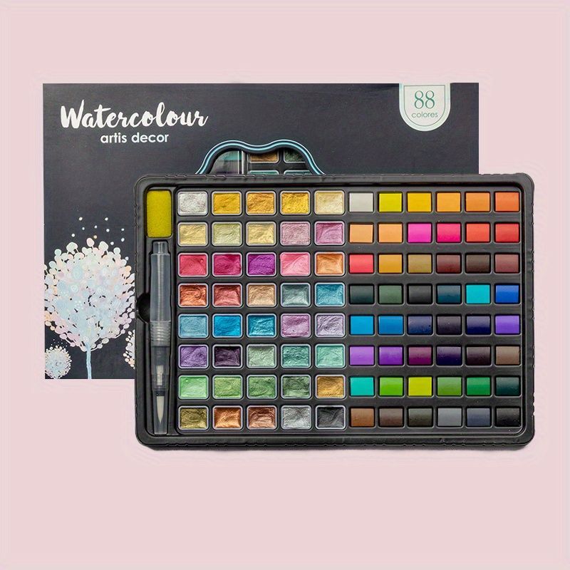 88 Color Watercolor Solid Watercolor Paint Portable Watercolor Set Watercolor - Multi-color - Size 48 colors