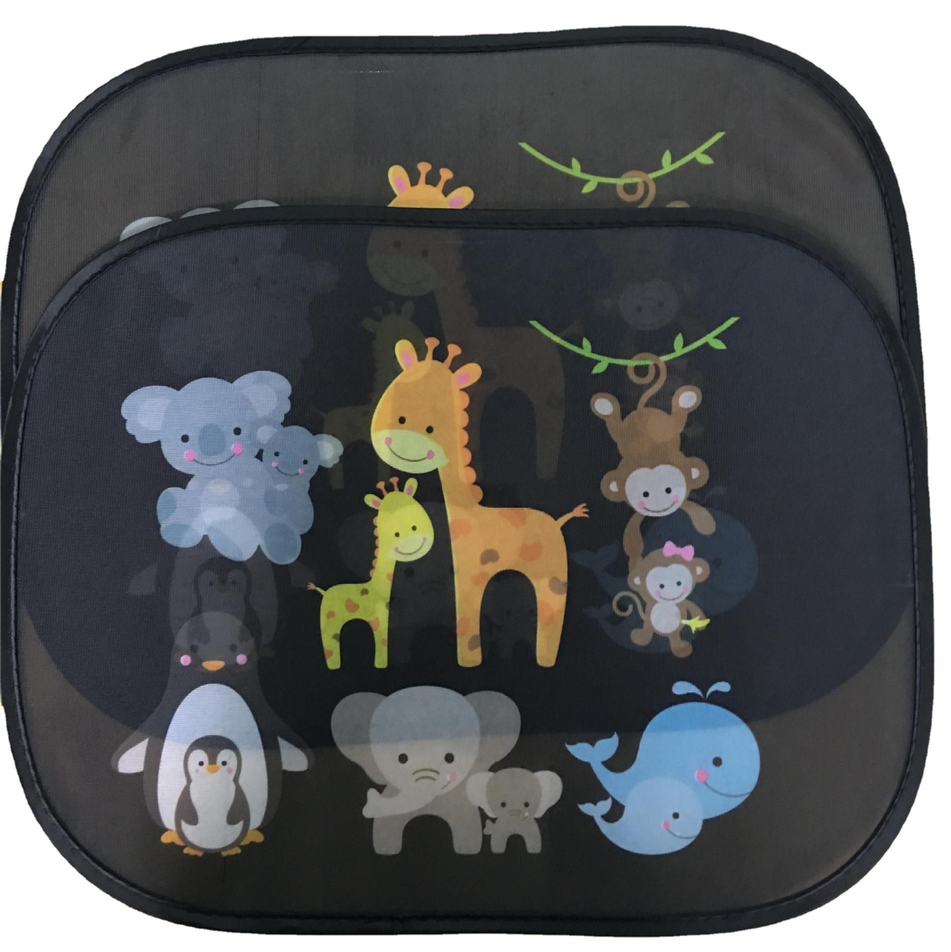 2Pcs animal black Sun Visor Glass Sticker Shade Static Stickers PVC Sunshade Stickers car Sun Shade Window Cartoon electrostatic
