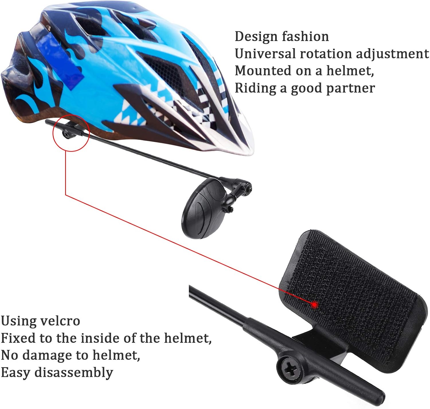 2 Pack Bike Helmet Mirror, 360 Degree Adjustable Lightweight Bicycle Cycling Rear View Helmet Mirror for Cycling, Cycling Accessories — image 4