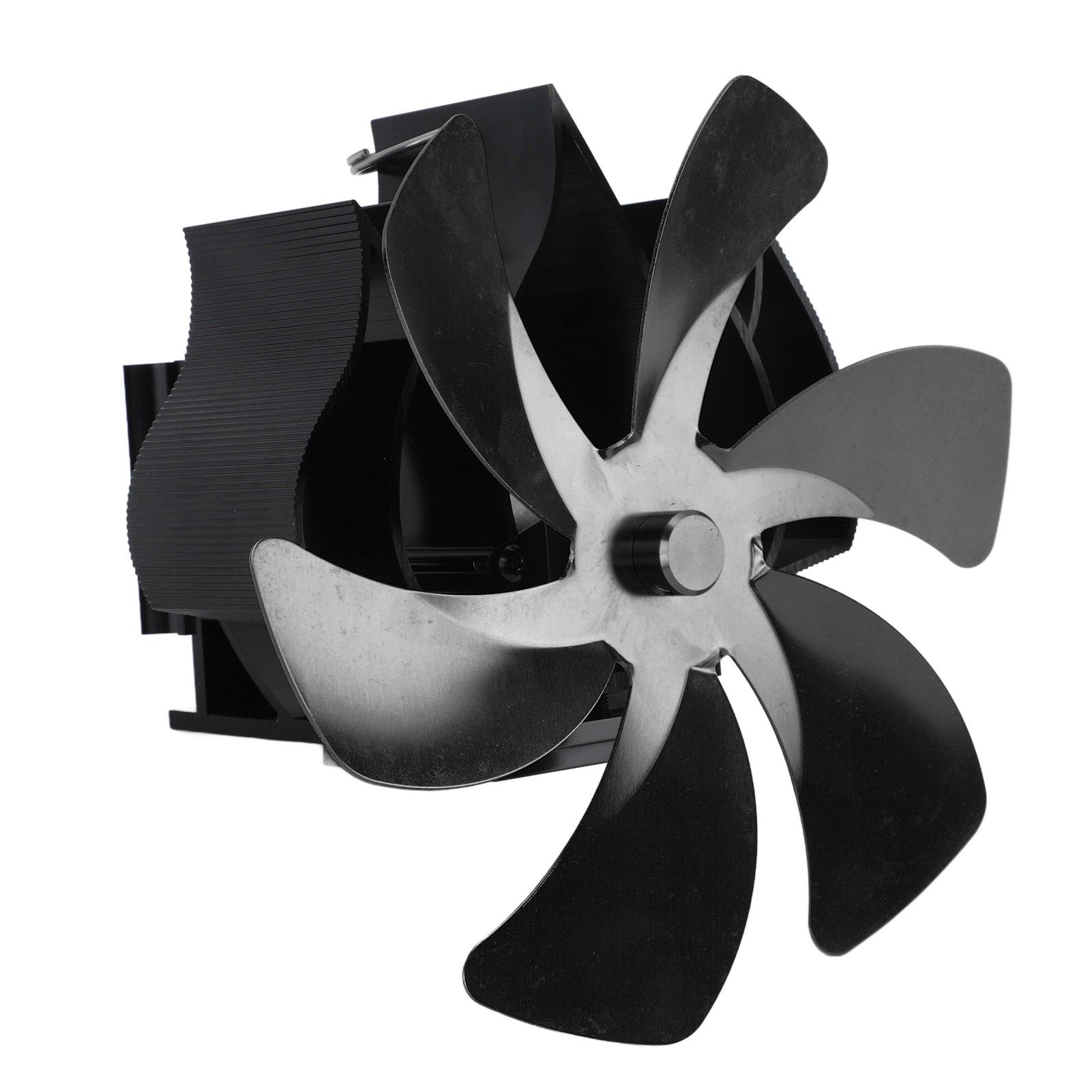 Wood Stove Fan Heat Powered 6 Blades Hanging Stove Fan Silent Flue Pipe Hanging Fireplace Fan Eco Friendly Wall Mount Black — image 4