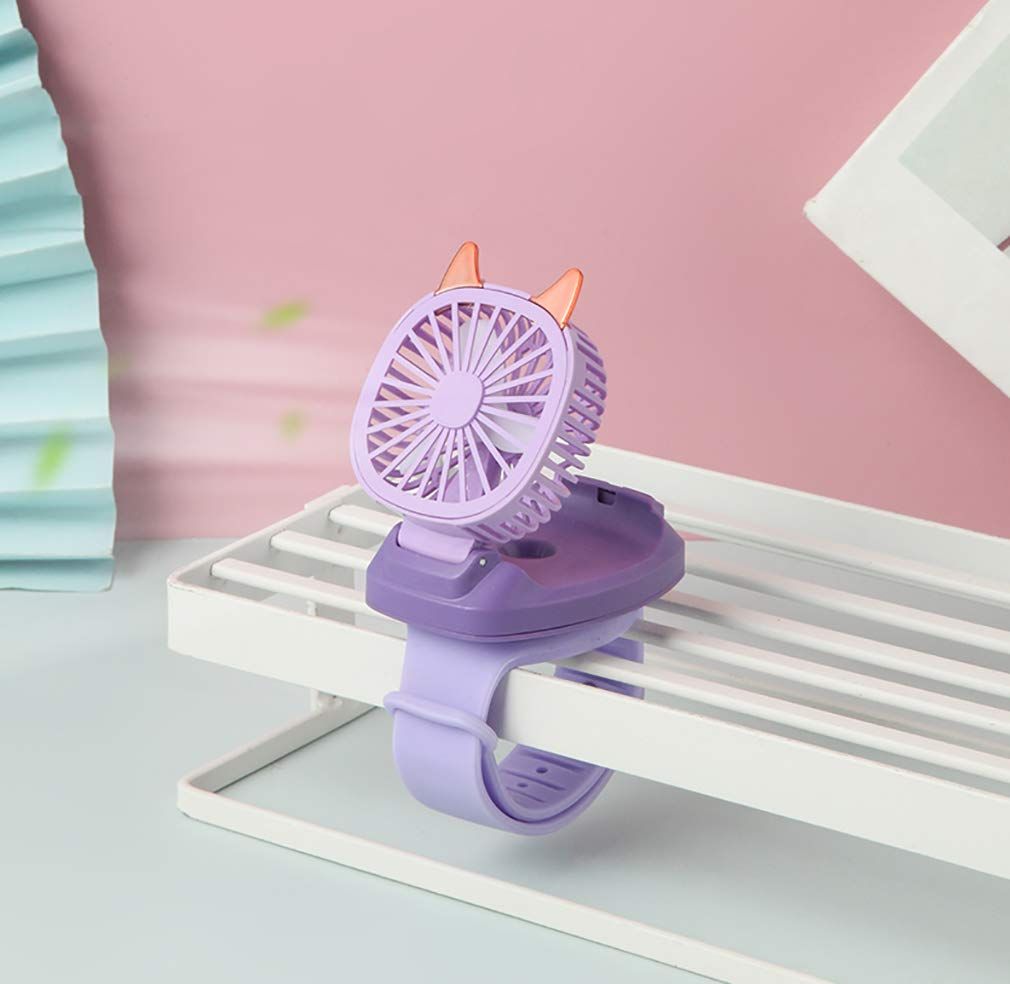 2 pcs Upgrade version USB Rechargeable Fan With Comfortable Wrist Strap Portable Mini Fan Watch Built in colorful LED — image 4