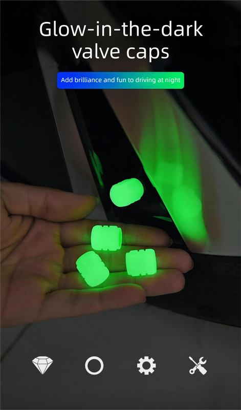 2 Packs of 4 Orange Luminous Tyre Valve Caps Glow in The Dark Universal Wheel Air Dust Covers for Cars Bikes Motorcycles Scooters One-Piece Design โ image 2