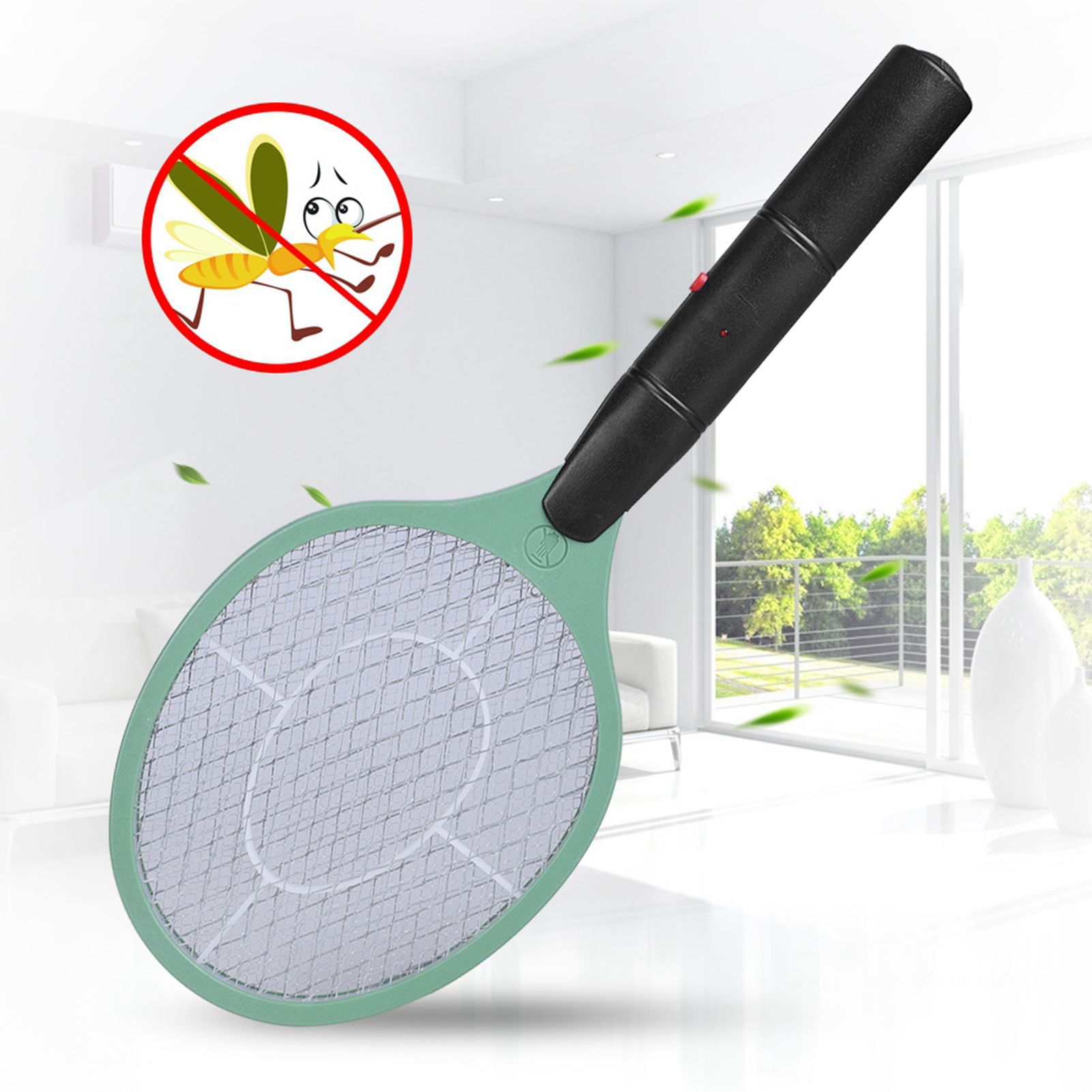 Cordless Battery Power Electric Fly Mosquito Swatter Bug Zapper Racket Insects Killer Green — image 5