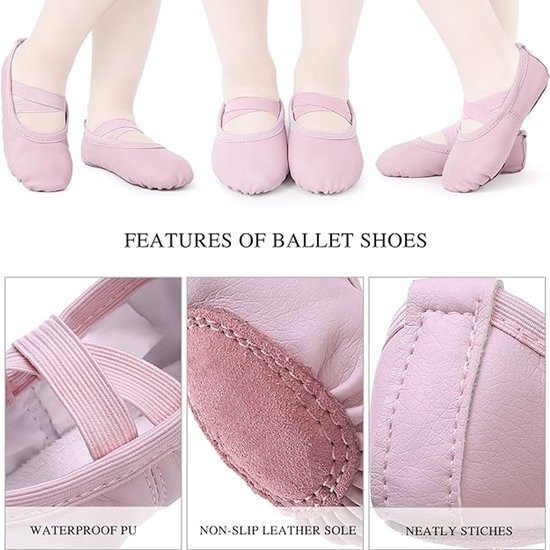 Women's Ballet Shoes – Ballet Shoes for Girls – Purple-Pink – Soft PU Leather Dance Shoes with Non-Slip Sole – Suitable for Ballet, Yoga & Home Use — image 6