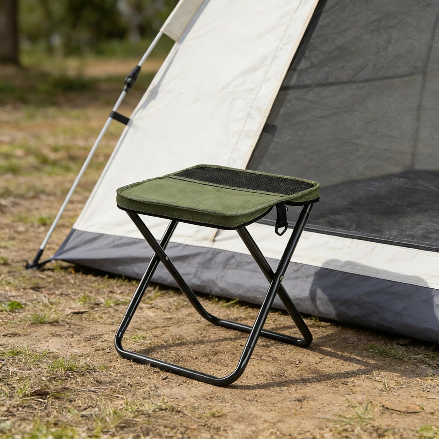 Portable Crossbody Bag Folding Stool, Lightweight Outdoor Seat and Carry Bag for Camping, Hiking, Fishing, Sports Events and Travel, Black โ image 2