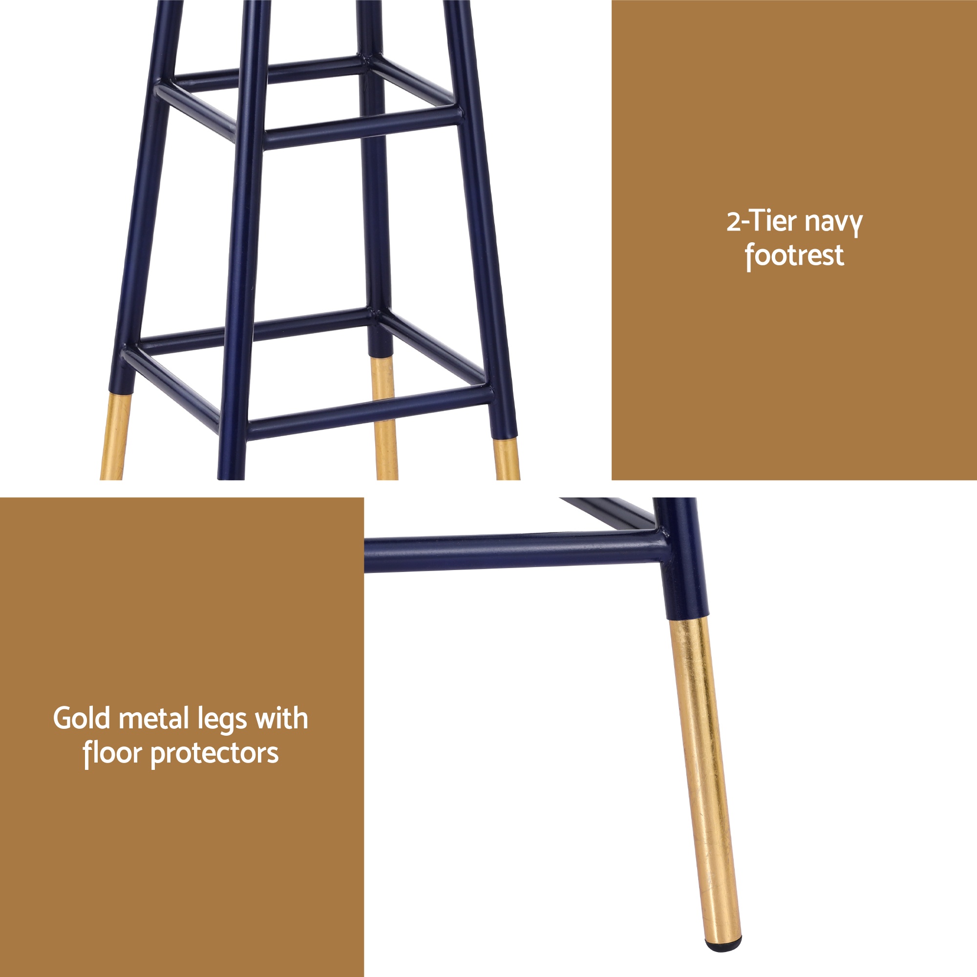 Artiss Bar Stools Metal Gold Navy — image 6