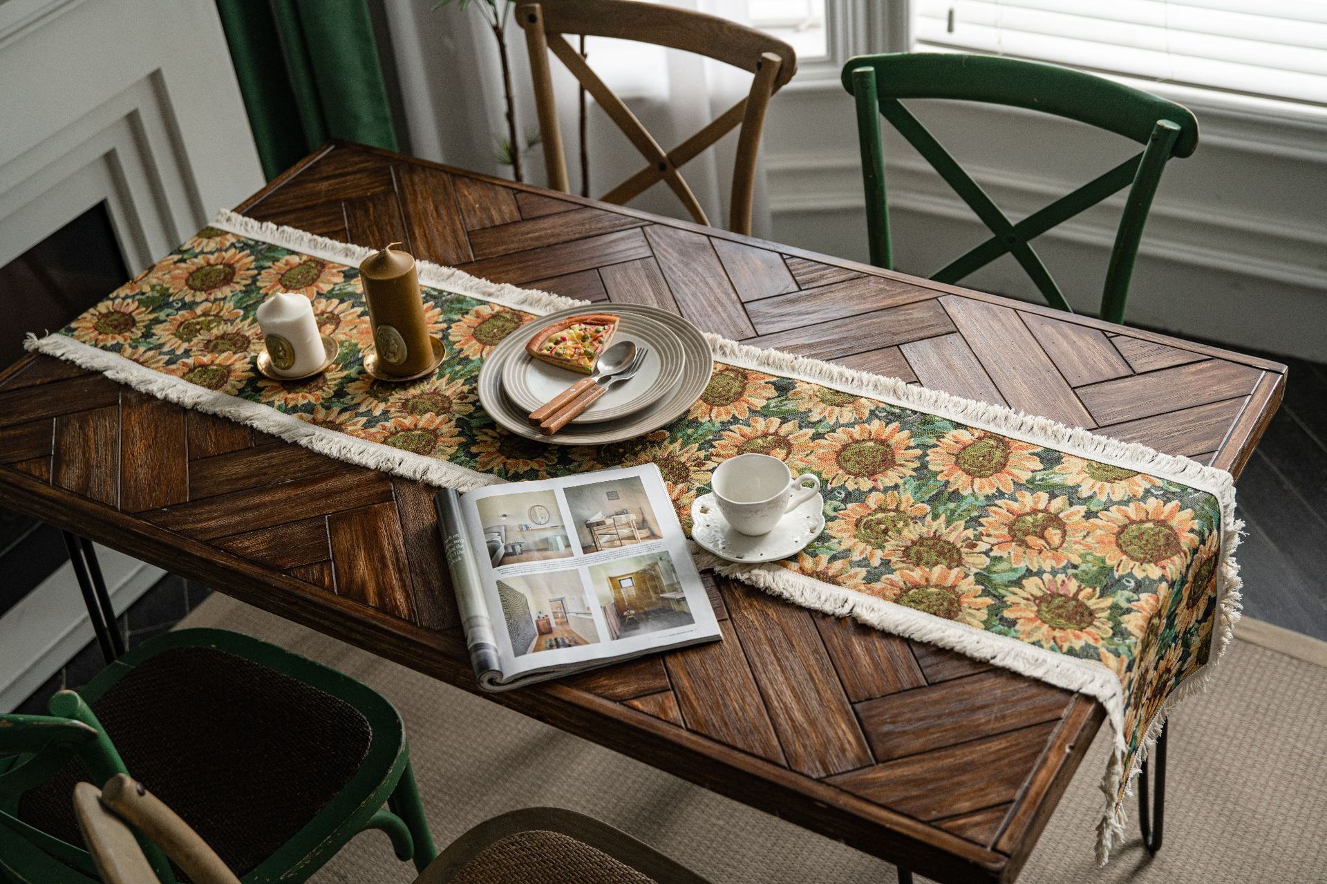 2 PCS Sunflower Table Runner with Fringe - Jacquard Woven Cotton Blend (30 × 120cm) — image 3