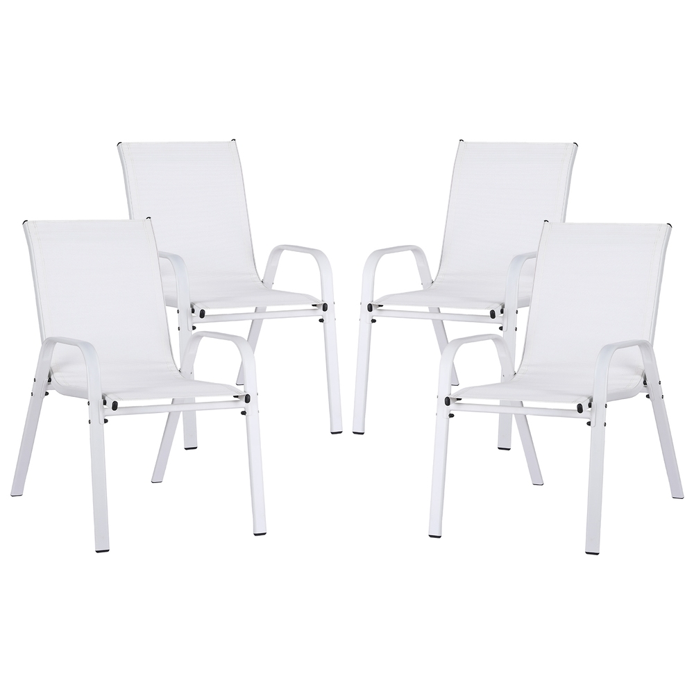 Gardeon 4PC Outdoor Dining Chairs Stackable Lounge Chair Patio Furniture White