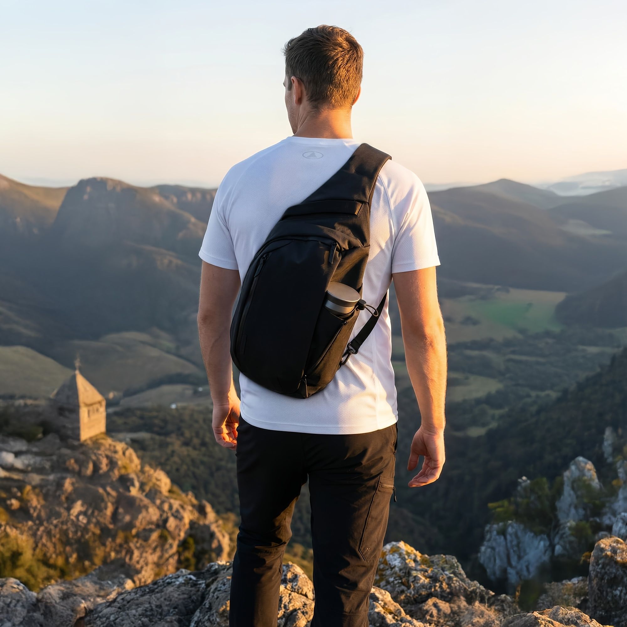 Black Blue sling backpack, luggage pass-through, concealed zip pocket, travel backpack, high-quality backpack, tablet backpack, Australia travel, everyday โ image 6