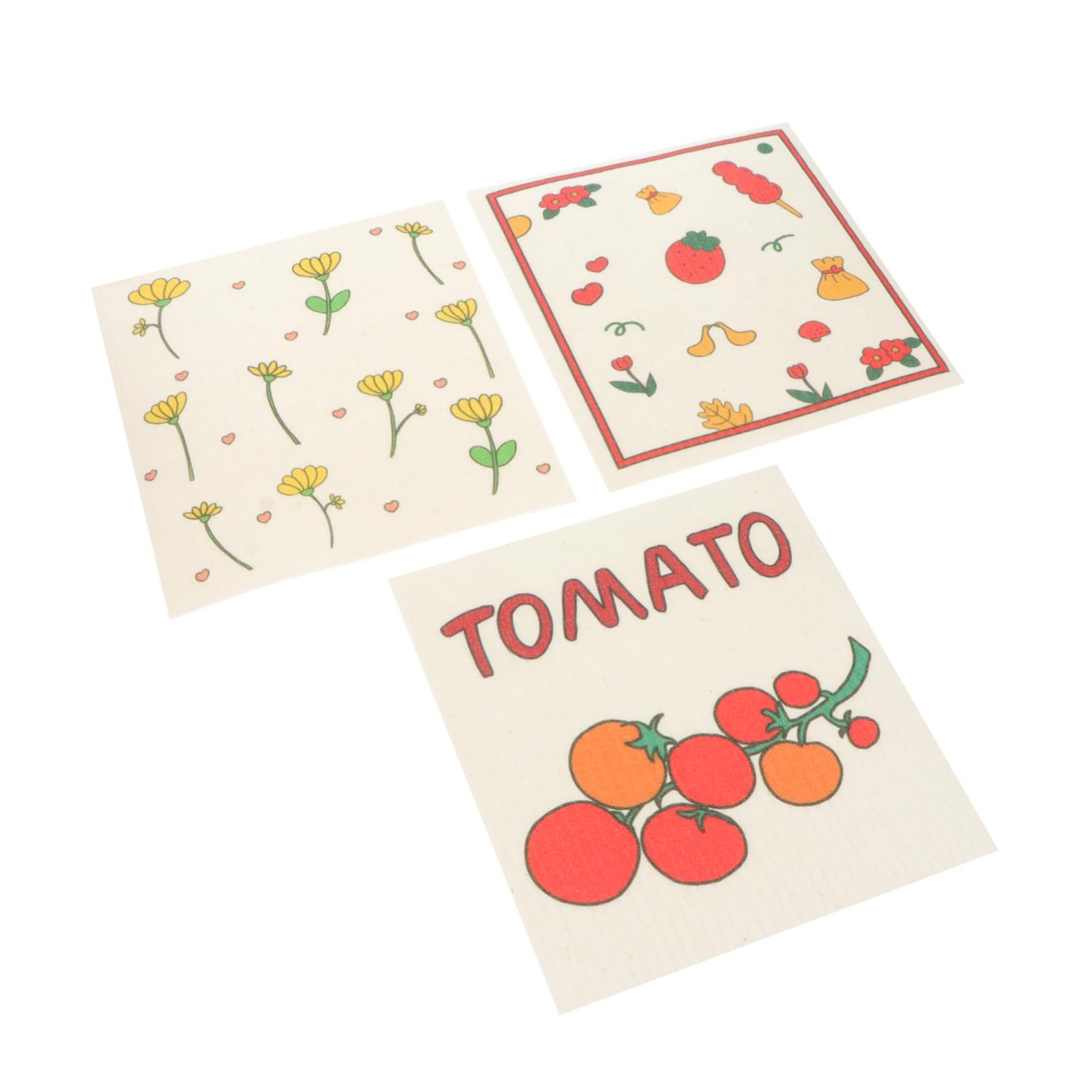 3pcs Wood Pulp Cotton Rag Duster Cloths Dishcloth Wash Cleaning Towels Kitchen Wash Rags Dish Washing Cloths Kitchen Cleaning