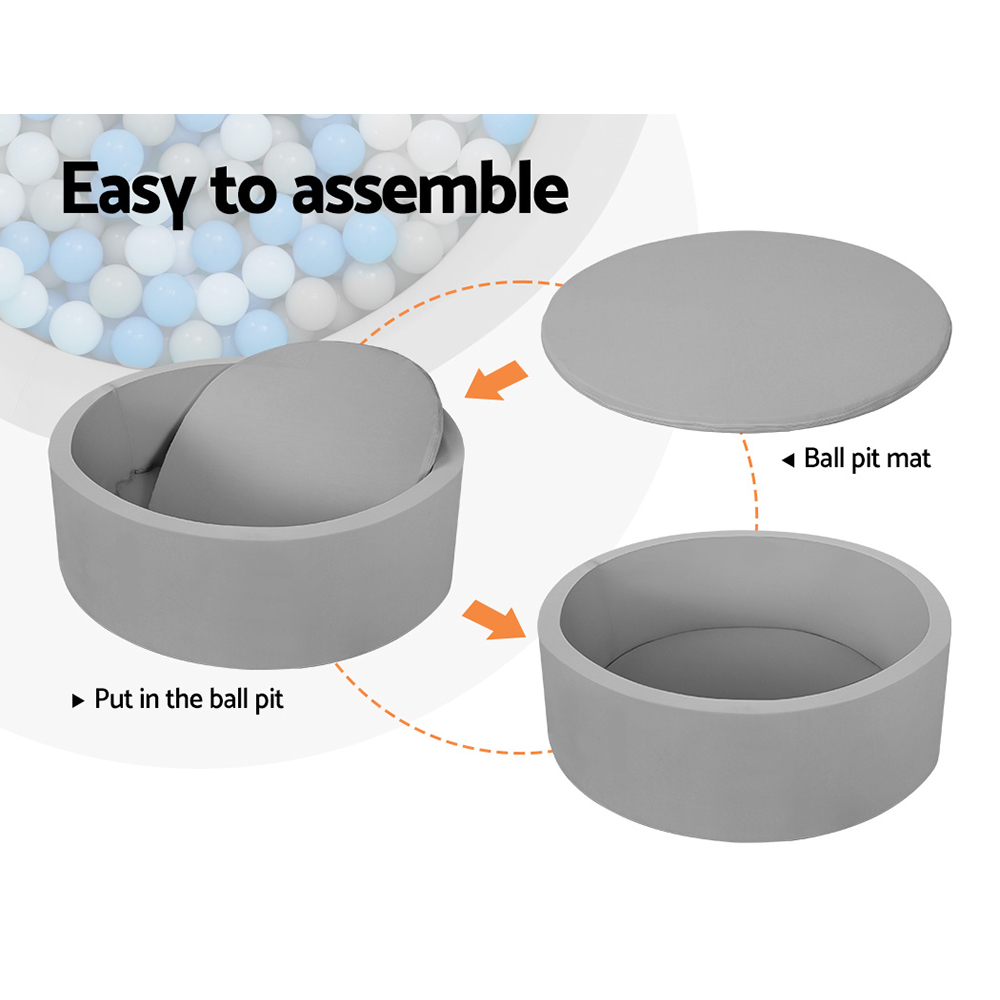 Keezi Kids Ball Pit 90x30cm Ocean Foam Play Pool Barrier Toys Children Grey โ image 4