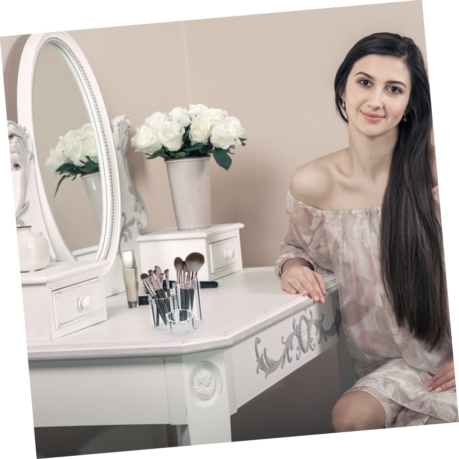 Housewares Cosmetics Organiser, 3 Compartment, Clear, 13.4 x 12 cm, it is not easy to break, and it is durable — image 3