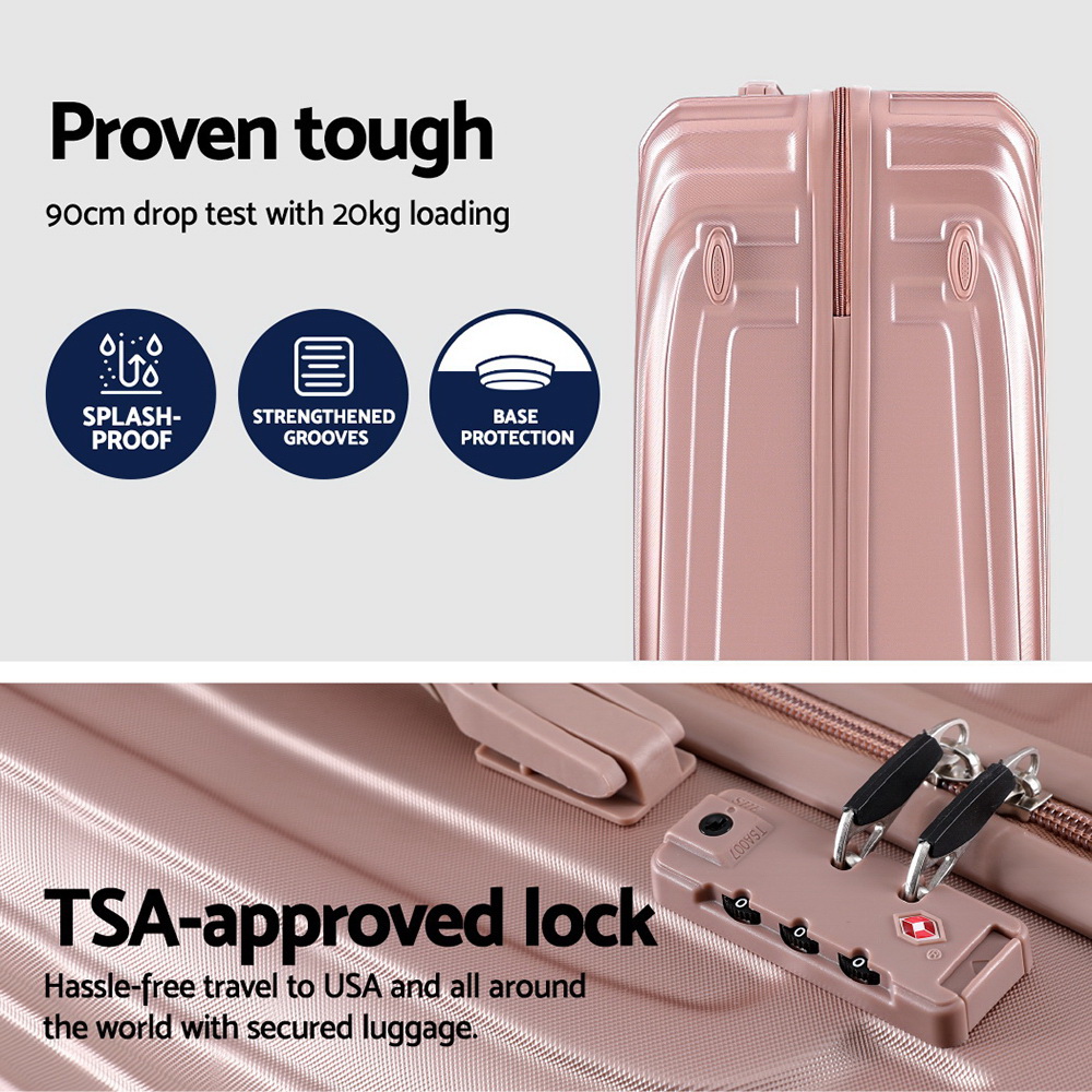 Wanderlite 3 Set Luggage 20-24-28 Inch Suitcase with TSA Lock Carry On Hard Shell Travel Luggage Organiser Case Pink — image 4