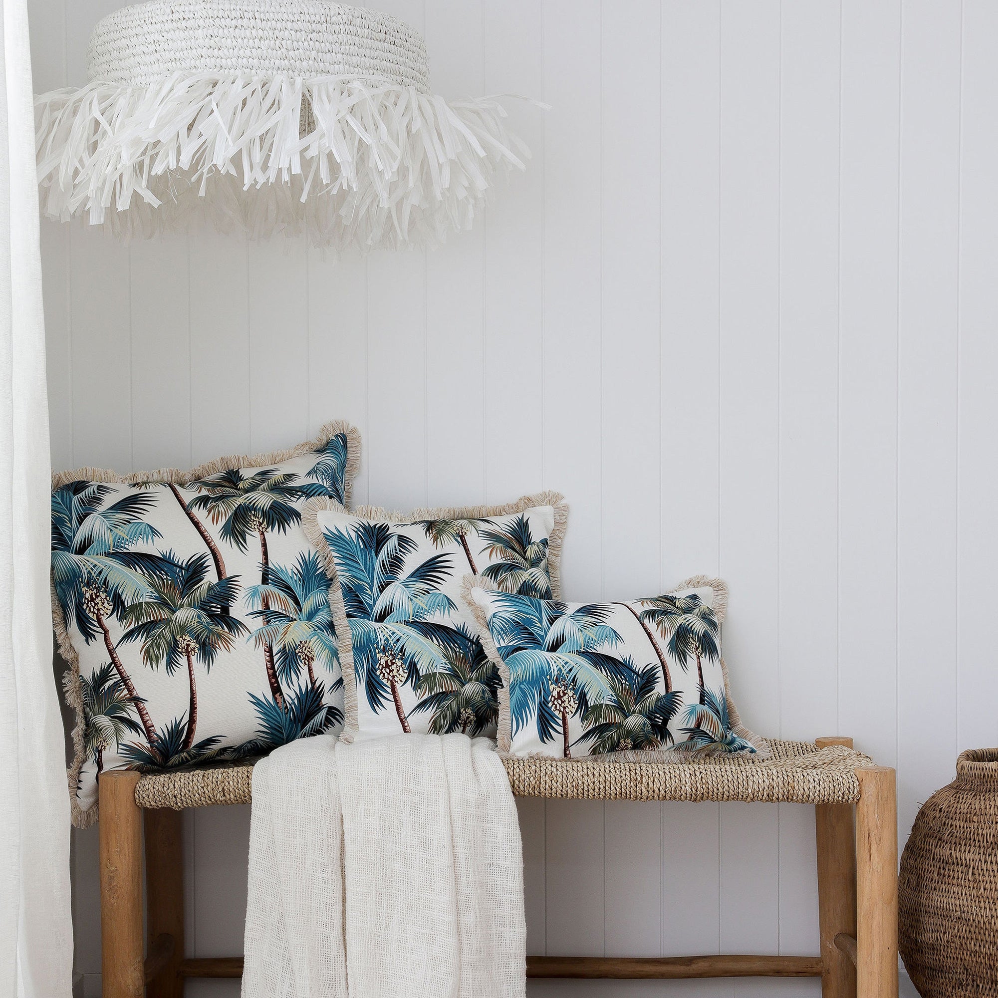 Cushion Cover-Coastal Fringe Natural-Palm Trees White-60cm x 60cm โ image 4