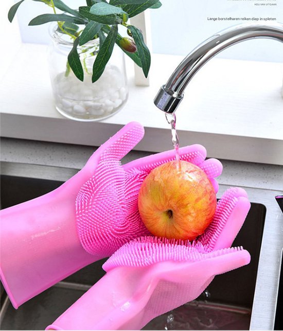 Dishwashing gloves - silicone gloves - dishwashing - kitchen gloves - rubber dishwashing gloves - frost-resistant gloves - pink โ image 3