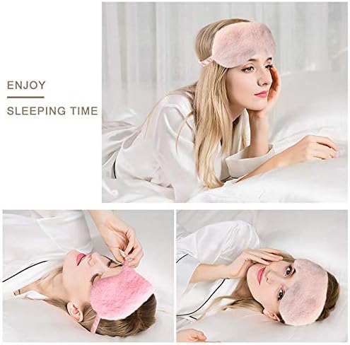 Faux Fur Eye Mask - Soft and Smooth Satin Eye Mask - Sleeping Eye Mask - 2-Pack (Pink + Yellow-Pink) — image 4
