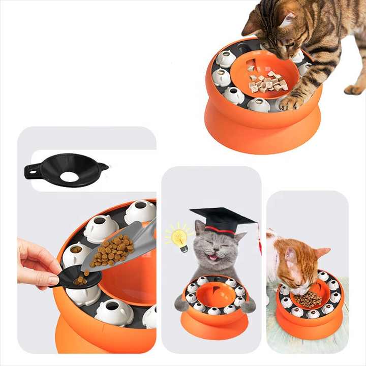 Pink Interactive Slow Feeder Cat Bowl - 15° Tilt Design, Puzzle Feeder for Healthy Eating — image 4