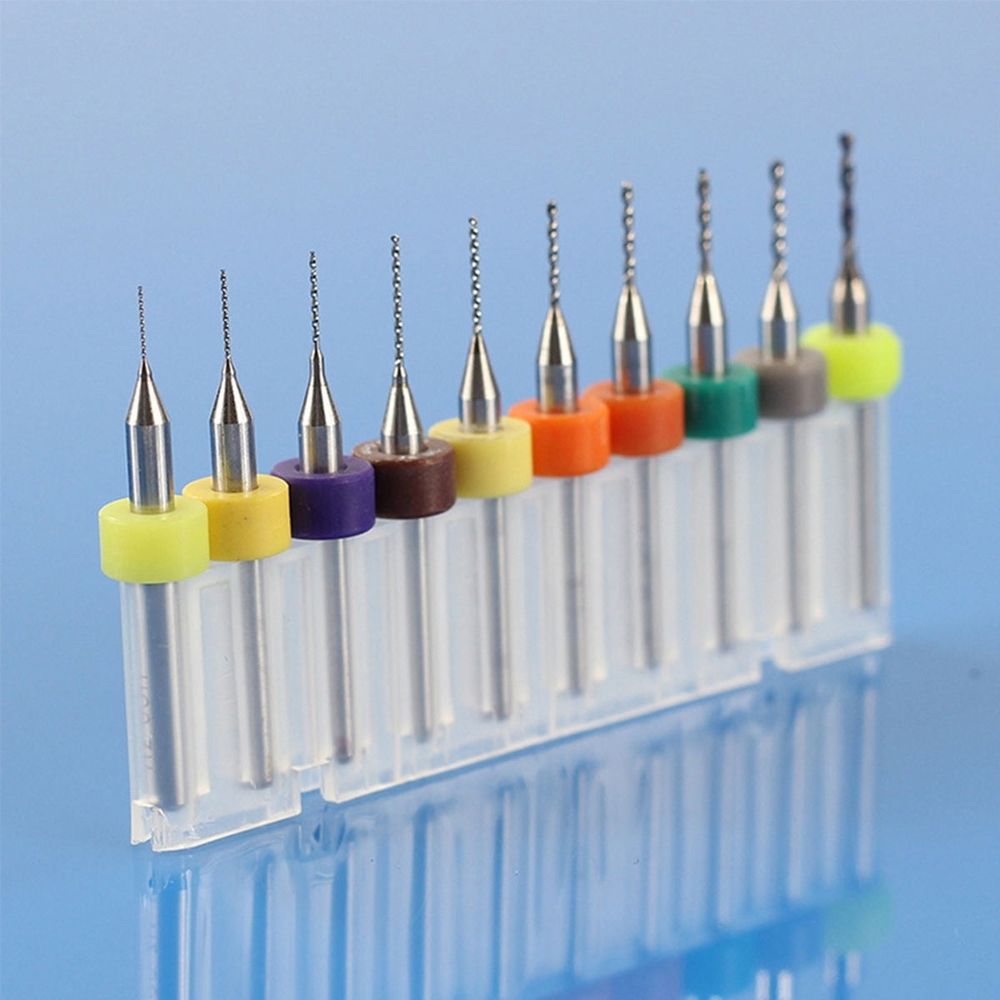 10pcs 0.3mm to 1.2mm Carbide PCB Rotary Tool Jewelry CNC Engraving Drill Bits Set