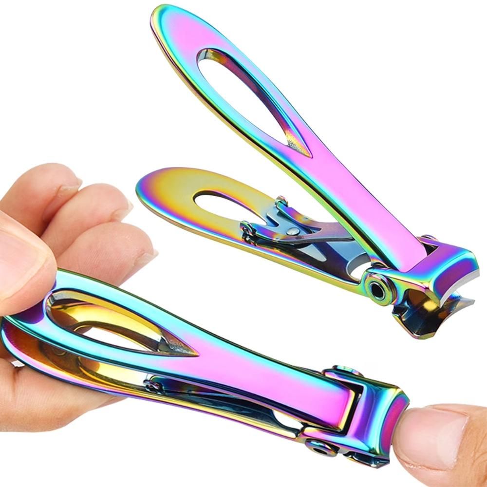 Wide Jaw Nail Clipper Strong Stainless Steel Toenail Cutter for Thick Nails - Multi Color Titanium