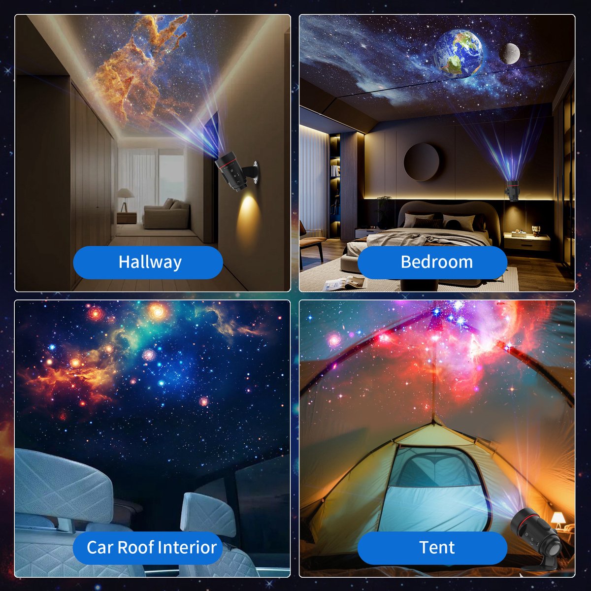 Projector - Starry Sky Projector - Star Projector - HD Starry Sky Projector for Planetarium - Rechargeable - with 2000 mAh battery - 360° Rotating — image 4