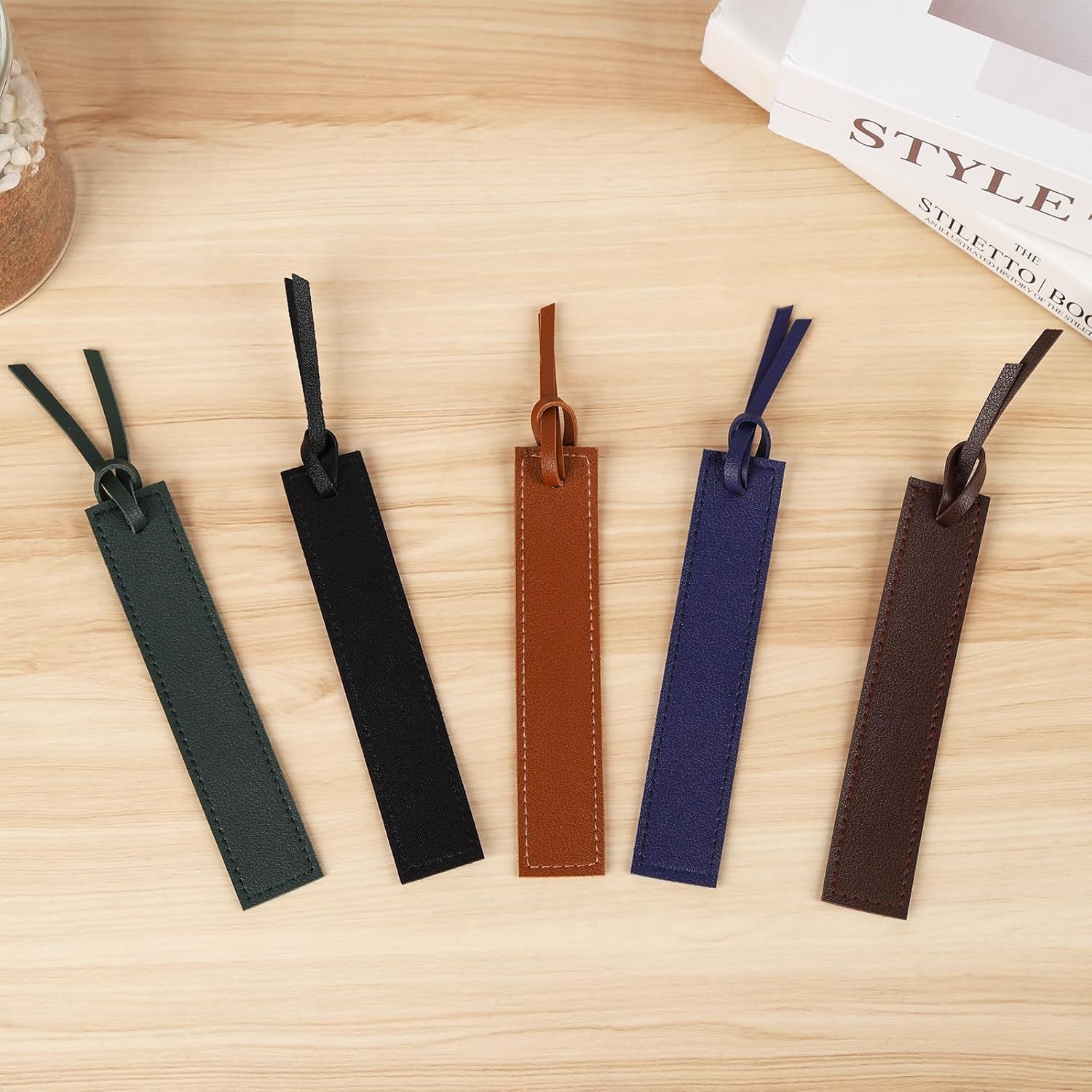 10Pcs Leather Bookmarks,Page Markers Handmade Stitched Bookmarks for Book Reader Office School Students Teachers — image 5