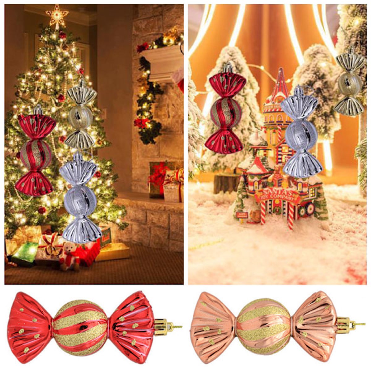 Christmas Decorations - Painted Candy Tree Decorations - Rose Gold (5 per box) — image 5