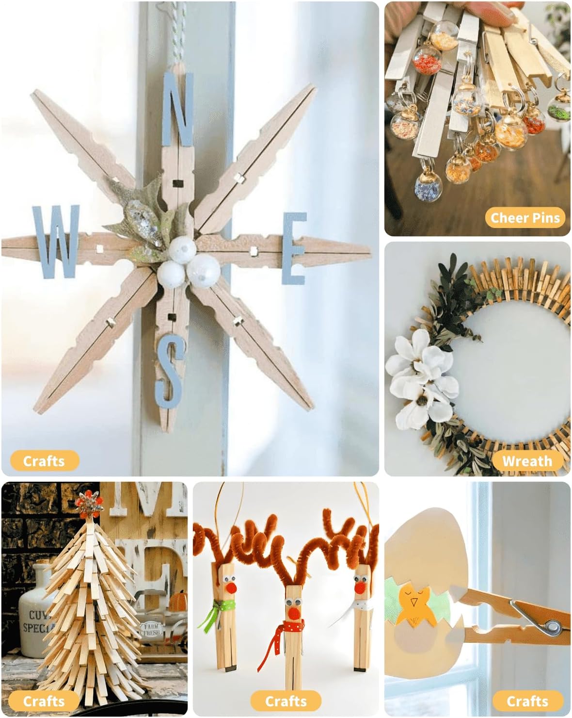 Large Clothes Pins Wooden Clothespins, 4 Inch 48 Pack Heavy Duty Outdoor Pegs, Clothing Hanging Laundry Close Pin Chip Clips Cheer Pins for Bags Photo Picture β image 5