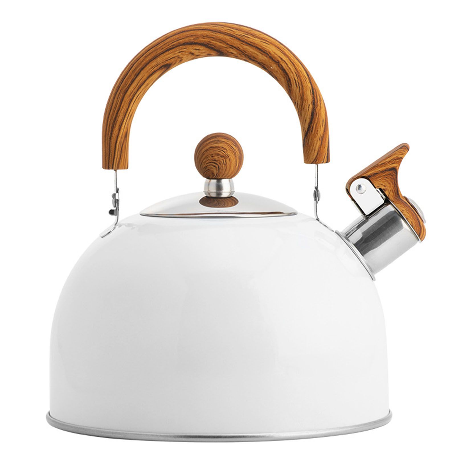 Whistle Kettle Stovetop Stainless Steel Foldable Handle Kitchen Supplies 2.5L White โ image 2