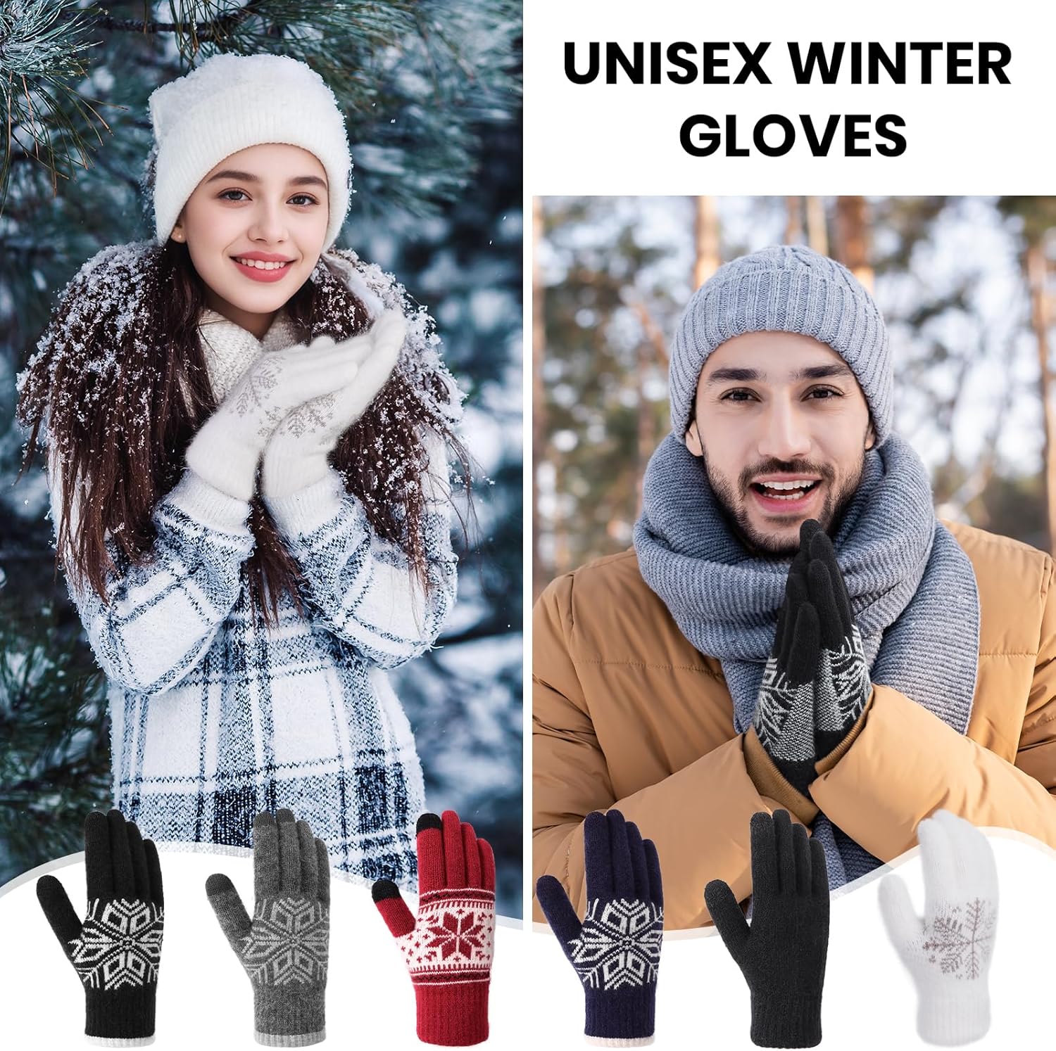 Winter Gloves for Women & Men Wool Winter Gloves Warm Thicken Fleece Touch Screen Glove for Cold Weather — image 6