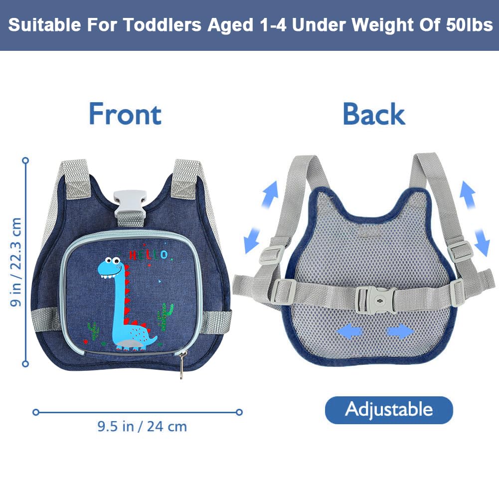 Toddler Harness Leash+ Anti Lost Wrist Link, Cute Dinosaur Kids Harness with Leash, Foldable Child Leash Baby Walking Wristband Assistant Strap Belt Hold Baby — image 2