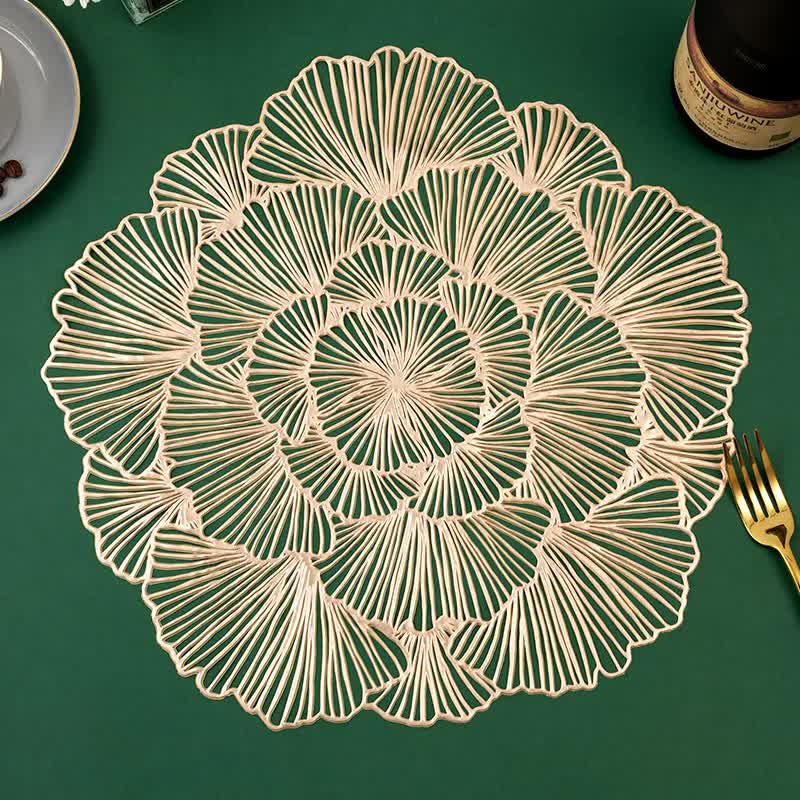 Gold Elegant Floral PVC Placemats - Set of 8, Durable & Stylish Table Mats (38cm) — image 4
