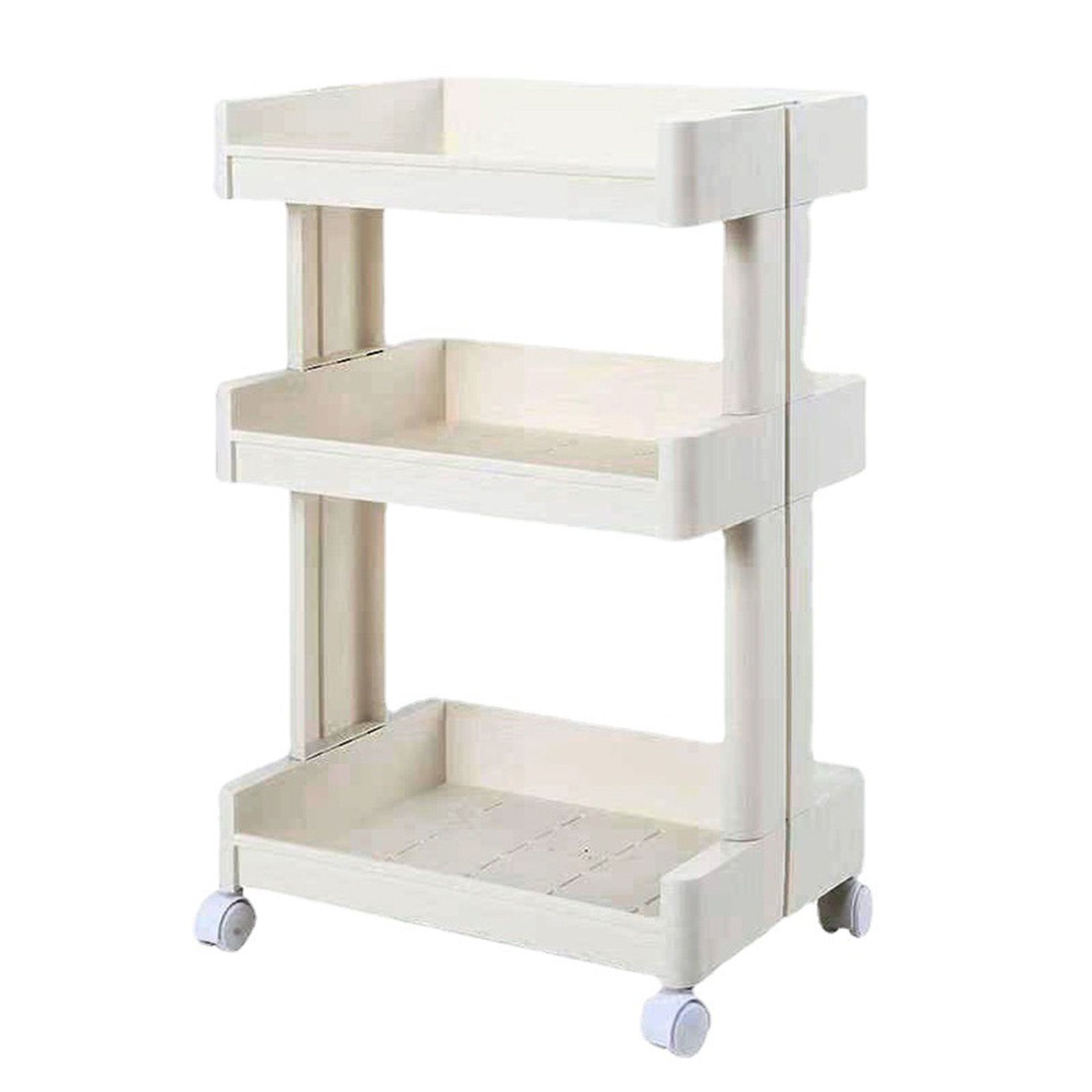 3 Tier Storage Trolley Multifunctional Large Capacity Rolling Cart with Wheels for Beauty Salon Kitchen Bathroom Office