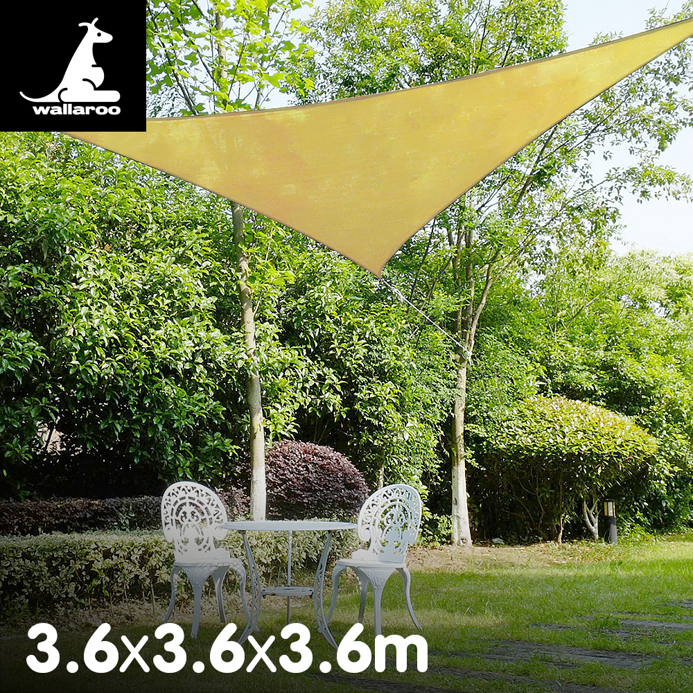 Wallaroo 3.6m Triangular Sun Shade Sail Canopy Sand Breathable UV Protection Outdoor Patio Garden Yard Cover — image 2