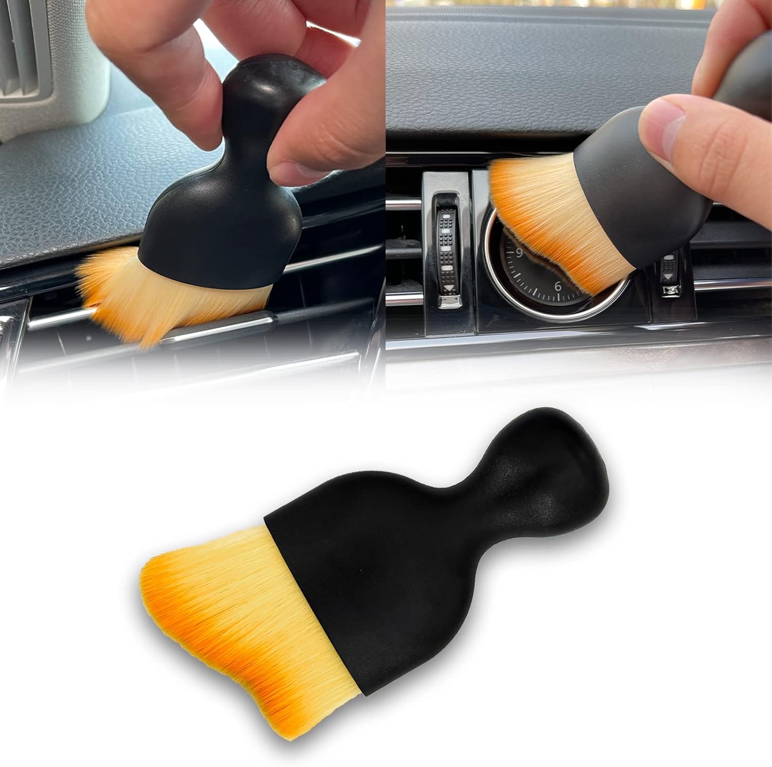 Car Interior Detailing Brush, Ultra Soft Non-Scratch Dust Brush, Car Interior Cleaning Tool for Cleaning Panels, Air Vent, Leather (Yellow)