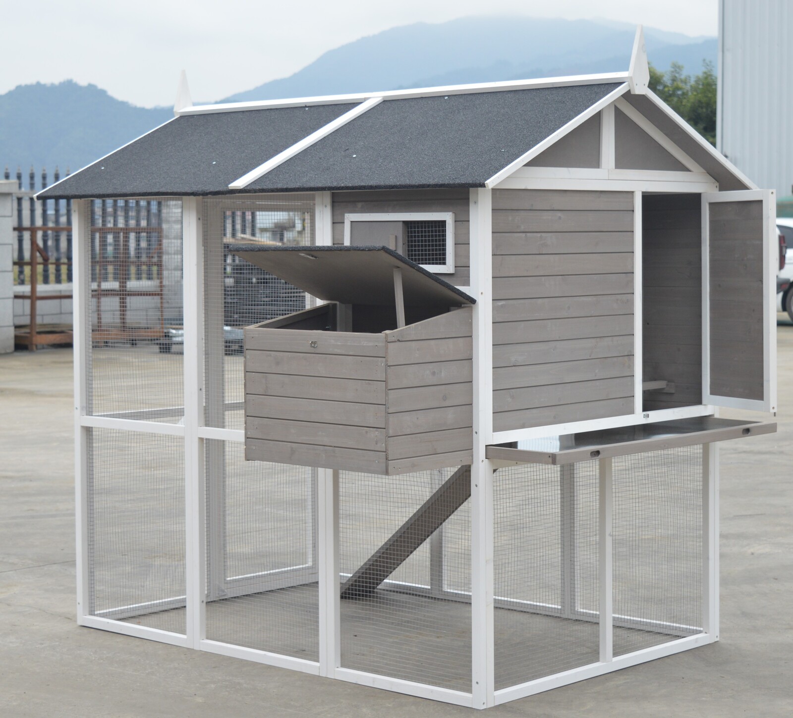 YES4PETS Grey XL Chicken Coop Rabbit Guinea Pig Hutch Ferret Hen Cat Bird House — image 3