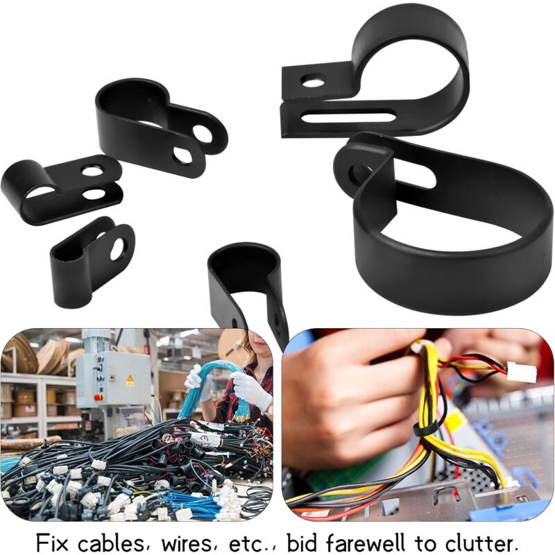 200 pcs Nylon Plastic R Clips Tube Clamps, 6 Sizes 3/16'' 1/4'' 3/8'' 1/2'' 3/4'' 11/8'' Fasteners For Conduit, Cable — image 4
