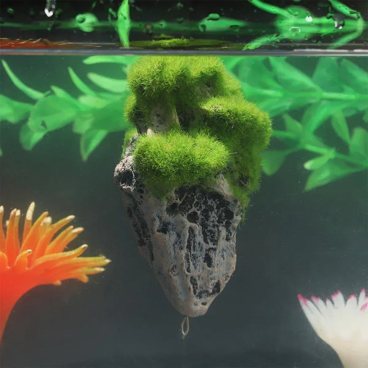 Artificial Floating Stone Pumice with Moss Aquarium Decoration Aquatic Landscape - S โ image 6