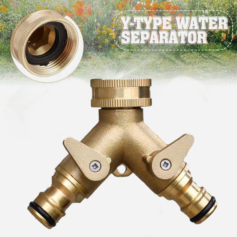 2-way brass tap connector, with single valves, yellow — image 4