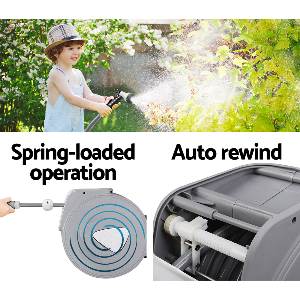 Water Hose Reel 10M Retractable Auto Rewind Garden Spray Gun — image 5