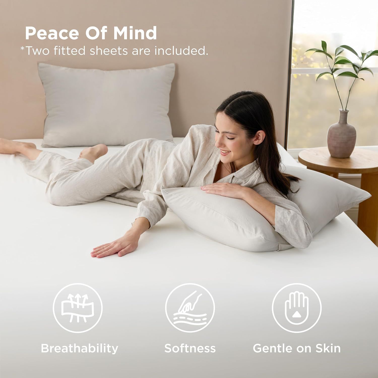 Hotel Soft Bed Sheet Set- Bedding Sheets & Pillowcases -Breathable Bedding - Wrinkle, Fade, Stain Resistant-Deep Pocket Flat Fitted Bed Sheet Set(Raw — image 2