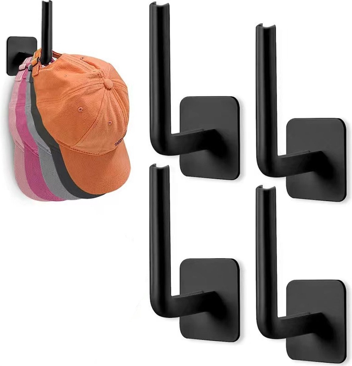 Wall Coat Rack - 4 Pieces - Wall Hook - Self-Adhesive Hanging Hook - Towel Hooks - Coat Hook - Single Hook - Metal Wall Hook - Coat Hook Tape - No