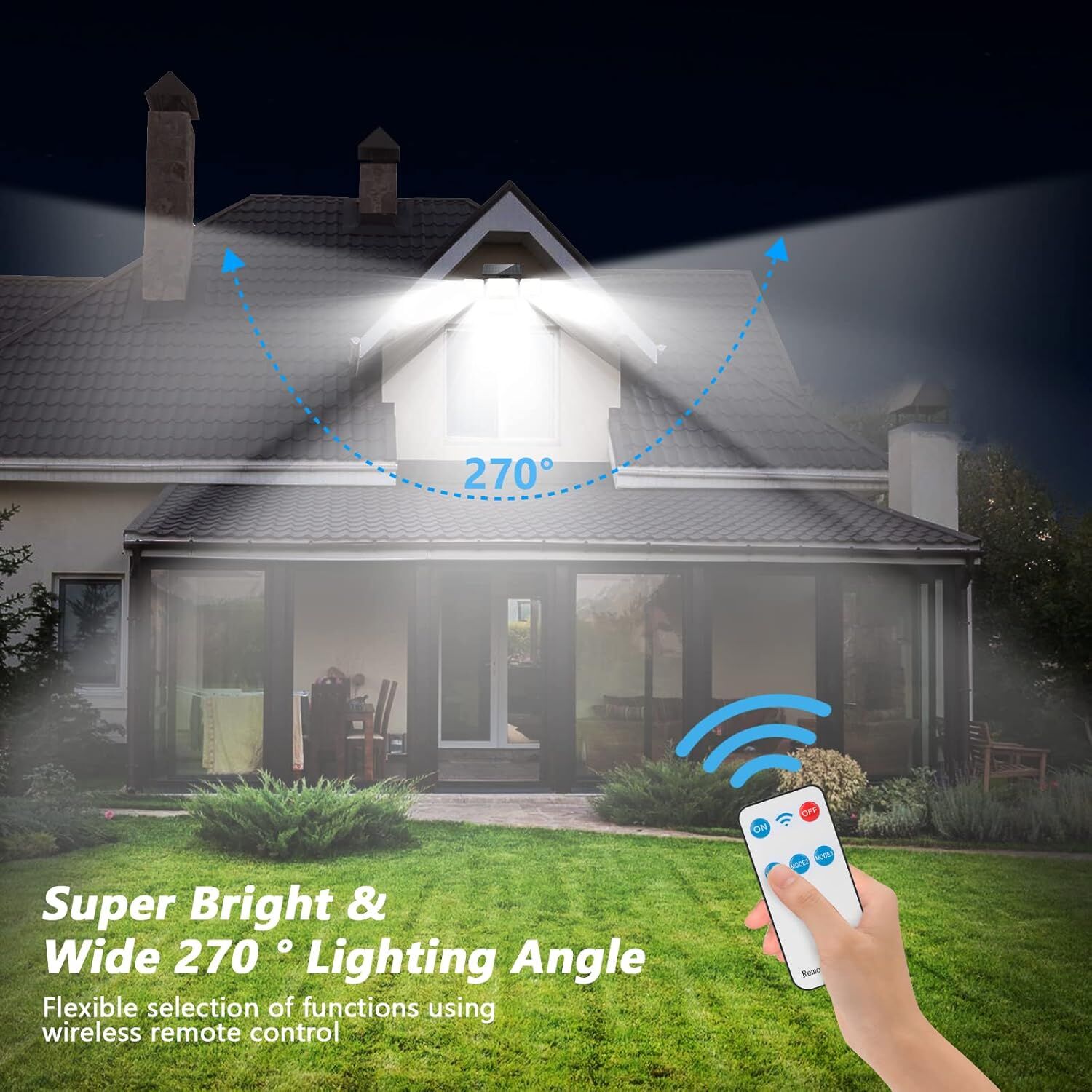 Solar Motion Sensor Outdoor Lights (2-Pack) with 288 LEDs & 2800LM: 270° Wide Angle, IP65 Waterproof, Remote-Controlled for Aussie Yards — image 3