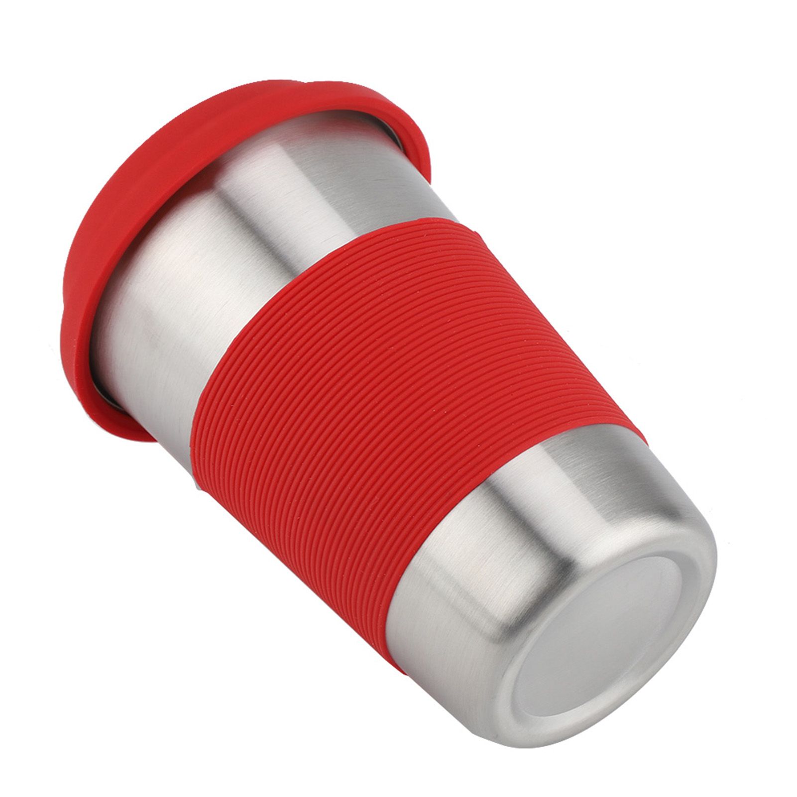 500ml Stainless Steel Cup Drinking with Silicone Cover & Lid Heat Insulation Water Bottle (Red) โ image 3