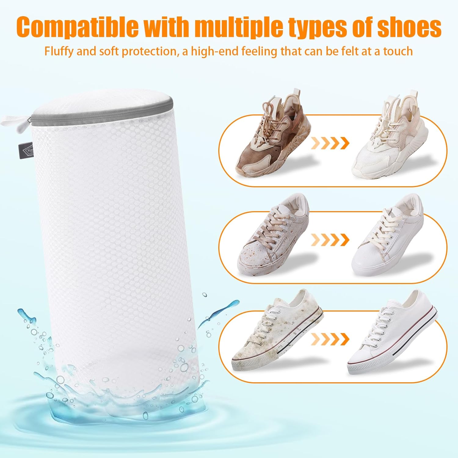 Kimmama Shoe Washing Machine Bag, Shoe Bag for Washing Machine, Mesh Laundry Bags for Sneakers, Footwear, Trainers, Slippers, Honeycomb Net, Grey Zipper, 7 × — image 5