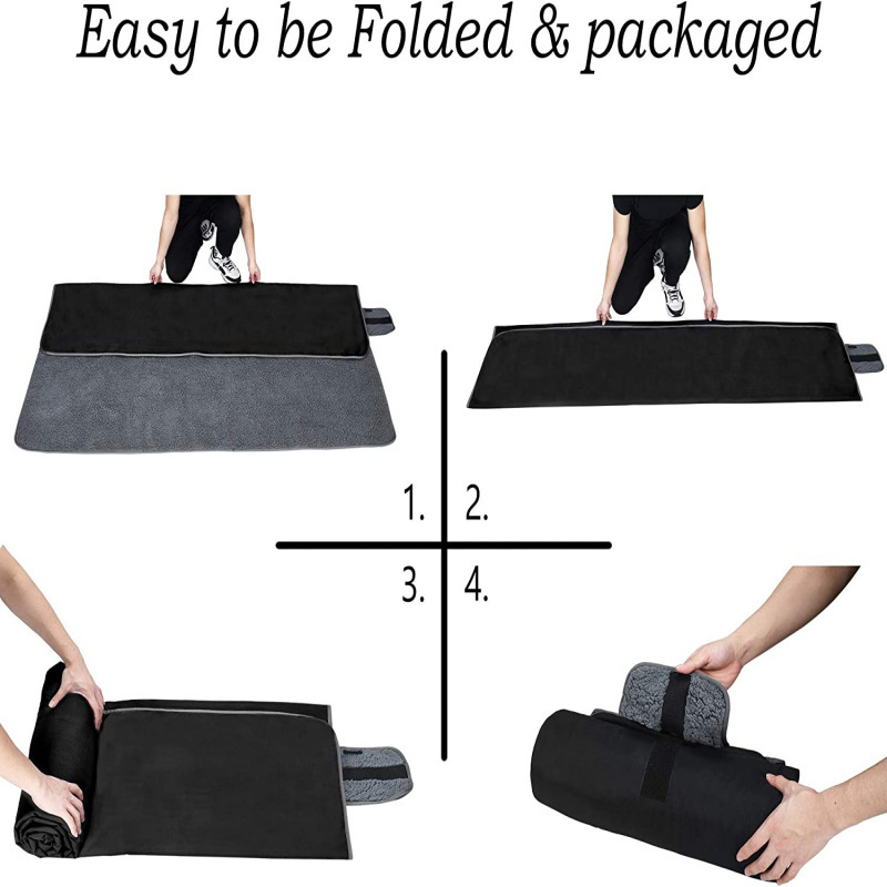 Black and Grey 3-Layer Waterproof Outdoor Blanket – Portable, All-Weather Picnic & Camping Mat with Storage Pocket — image 3