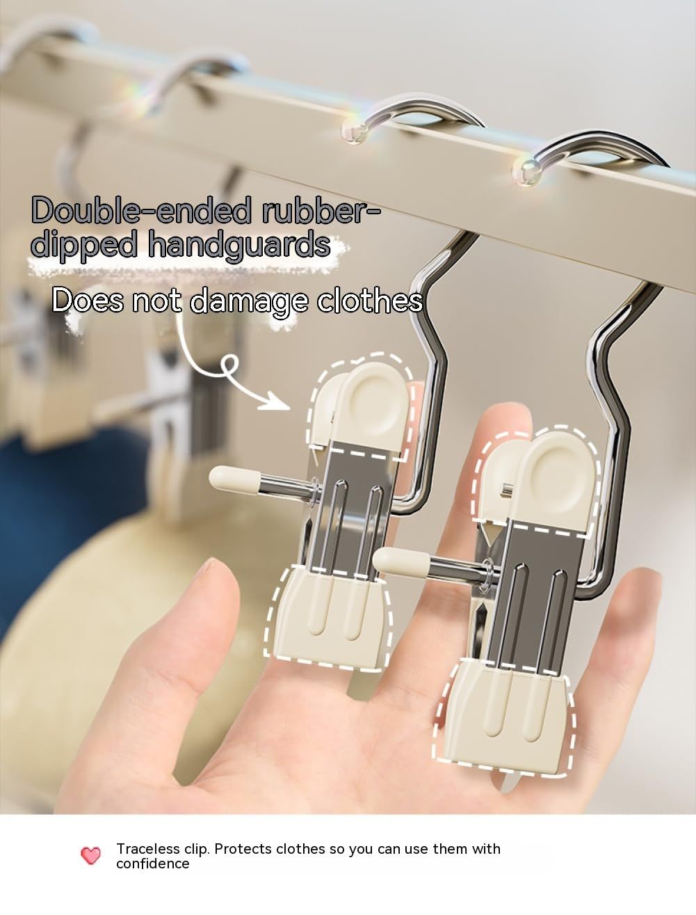 10 Pcs Space-Saving, Head Clamp Dipped Hanger for Closet Hooks Garment Clip Hat Pants Storage Hanging Travel Hook (White) — image 3