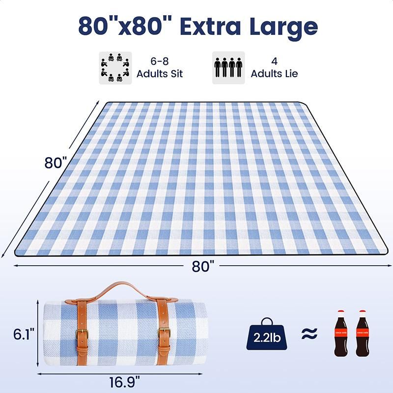 Outdoor Picnic Blanket Waterproof Mat Extra Wide Camping Tent Ground Sheet for Hiking and Outdoor Activities - Sky Blue M โ image 3