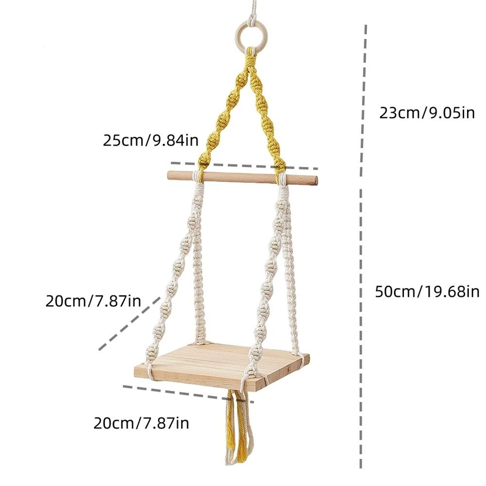 Wooden Wall Hanging w/Shelf & Sturdy Rope - Handmade Modern Living Room Decor - Wall Decor to Securely Hold Plants & More - Beautiful Boho Decorations for — image 4