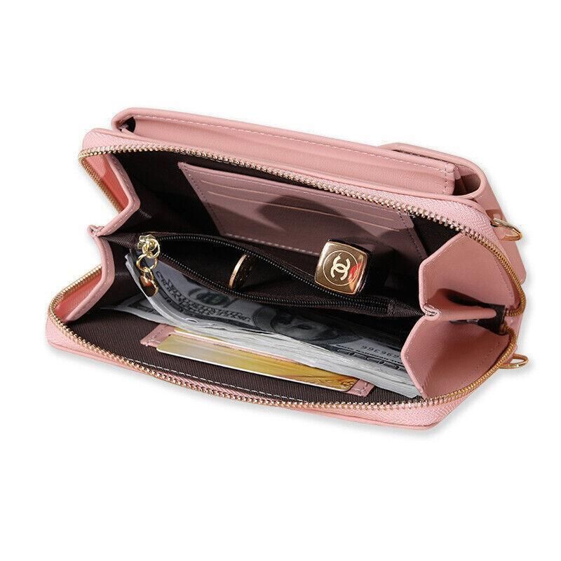 Women Pouch Bag Mobile Phone Bag Pu Leather Crossbody Purse Wallet Shoulder Bag - Black — image 4